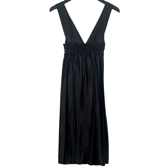 Vintage Scanlan & Theodore Satin Knee Length Midi Dress in Black Size S - Picture 4 of 9
